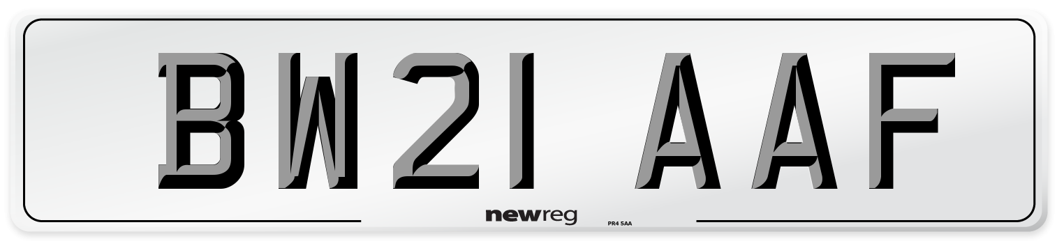 BW21 AAF Number Plate from New Reg